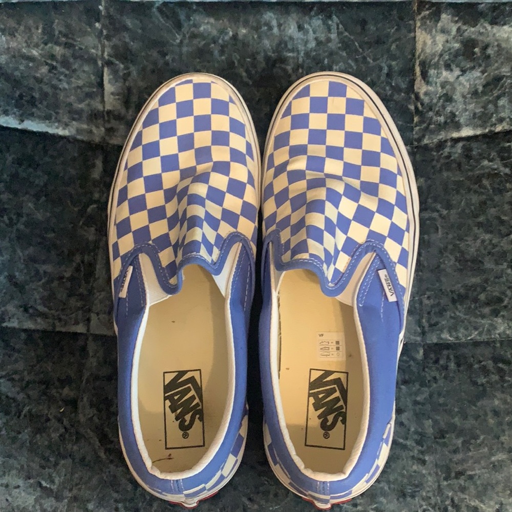 LIGHT BLUE CHECKERED VANS